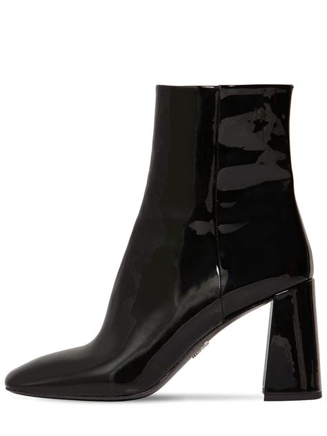 prada patent leather square toe booties|ladies prada ankle boots.